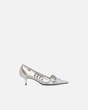 Pinko decollete in pelle slingback specchiate argento